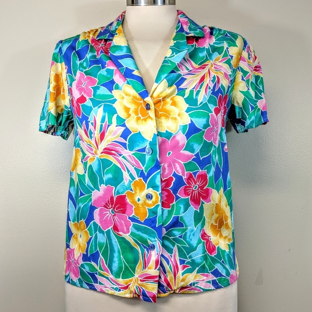 Vintage 80's Tropical Print Top